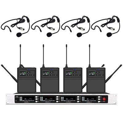 4x100 Channel UHF True Diversity Cordless Headset Microphone for Shure Wireless