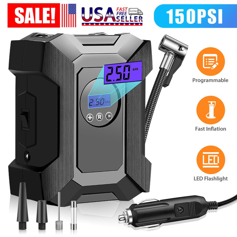 Portable tire inflator. Portable tire inflator