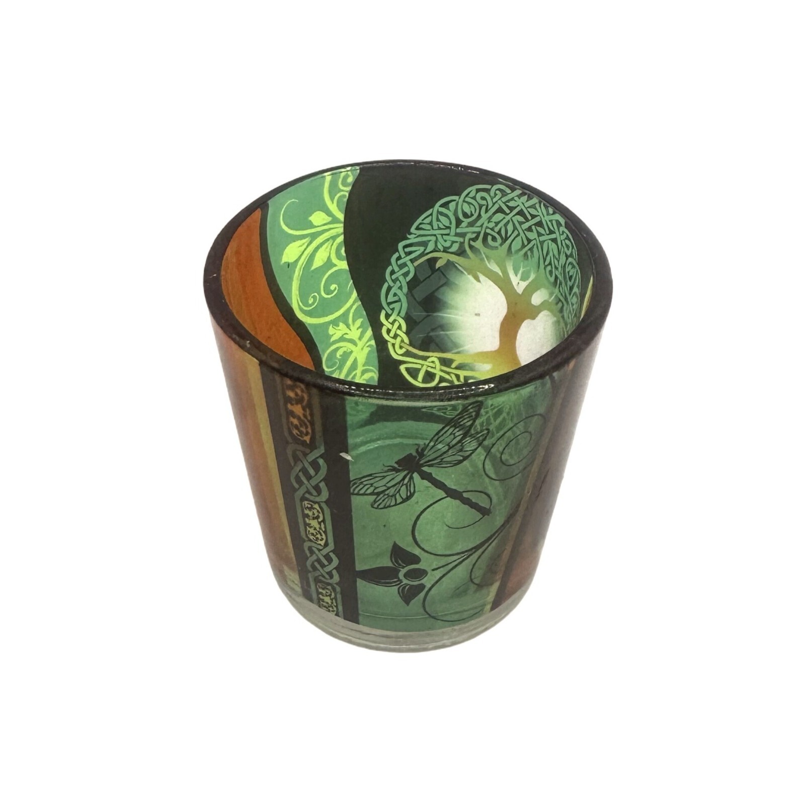 2.5'" Glass Votive Candle holder, Tree of life, made in India, Wicca/Witchcraft