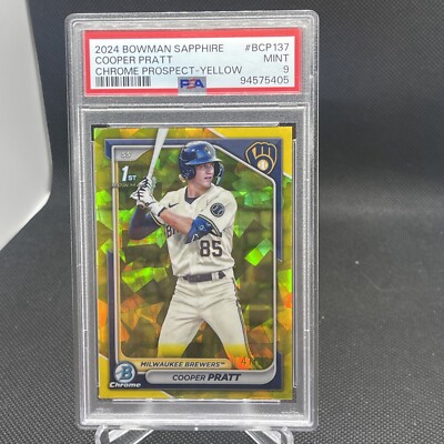 2024 Bowman Chrome Sapphire Cooper Pratt Yellow Refractor 1st Prospect #11/75