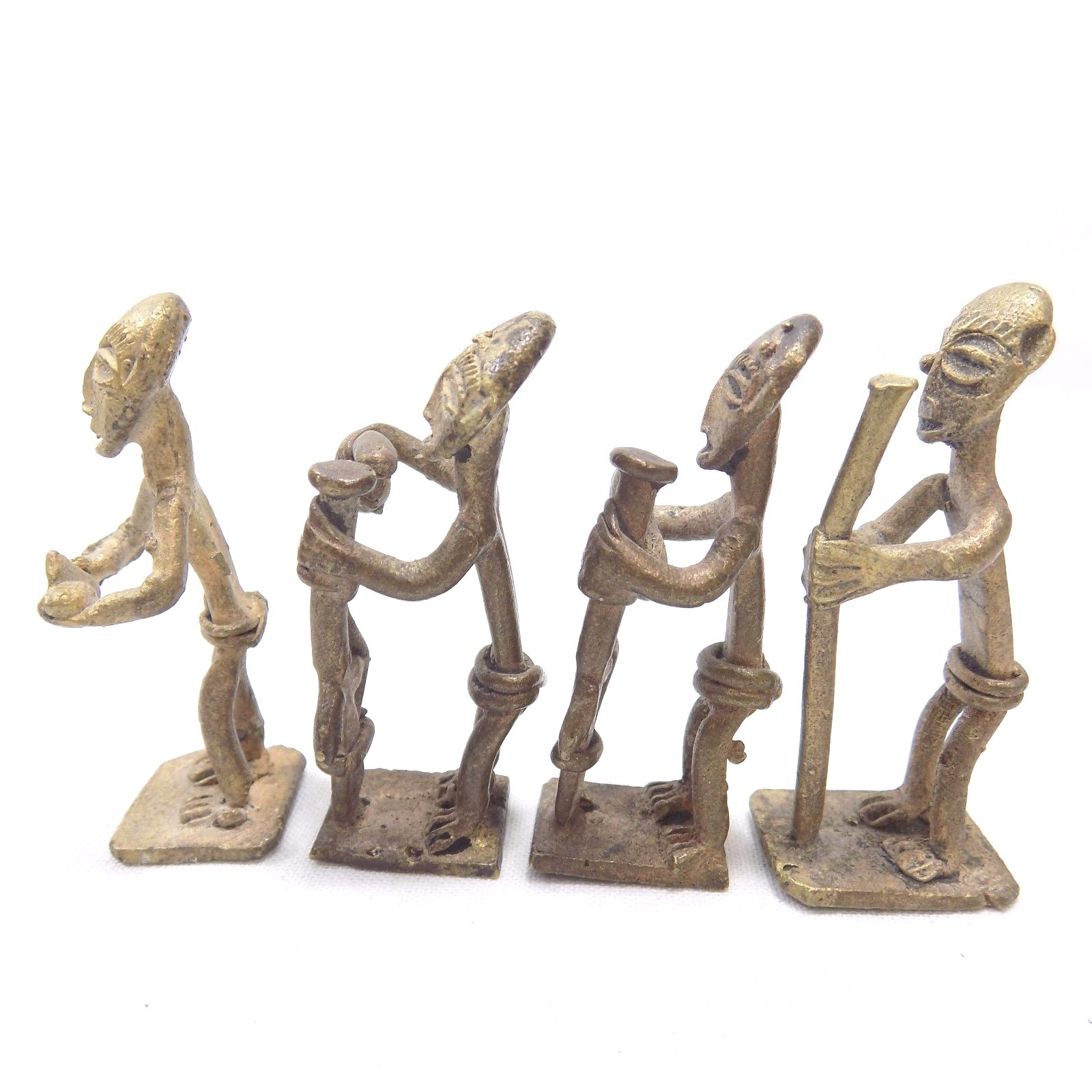 Tribal Figures African Ashanti Bronze Brass Figurines Gold Weight Lot Of 7