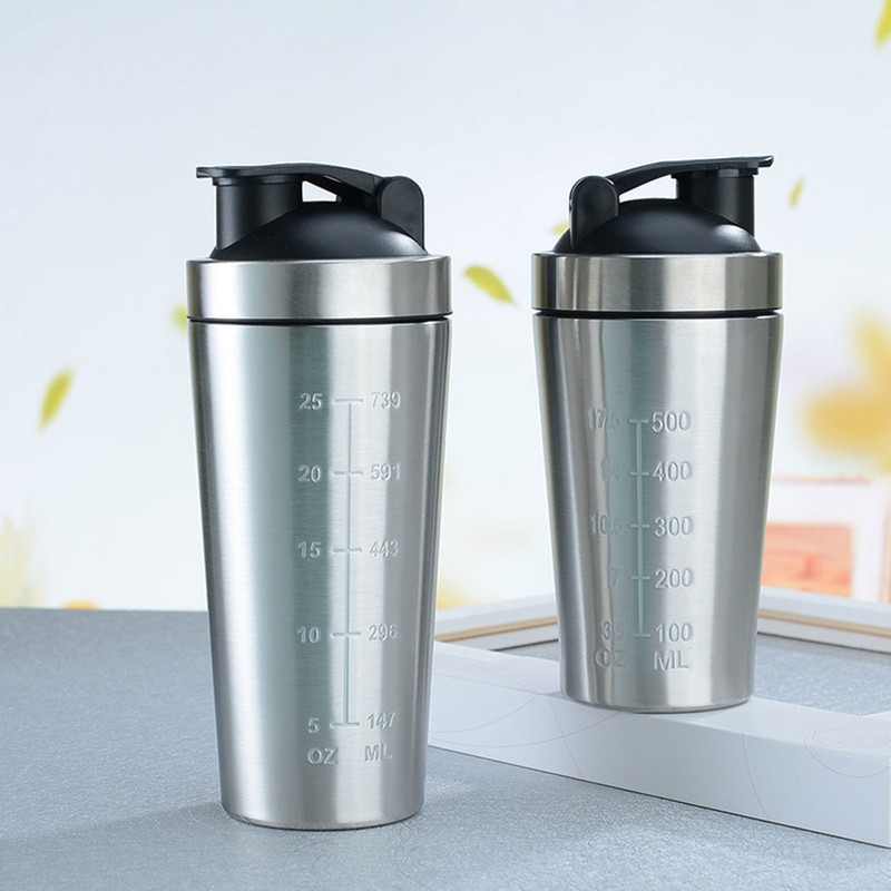Stainless Steel Protein Blender Shaker Bottle Mixed Water Gym Sport 500/750ML