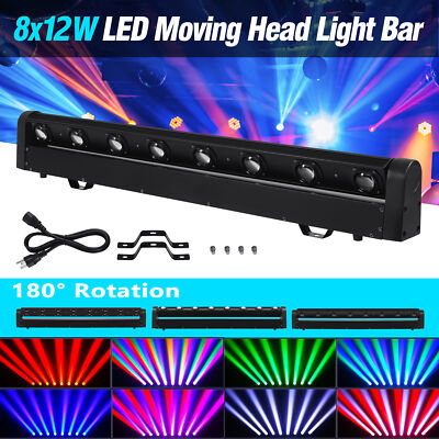 8x12W LED Stage Moving Head Beam Bar Light RGBW DMX DJ Disco Party Club Lighting
