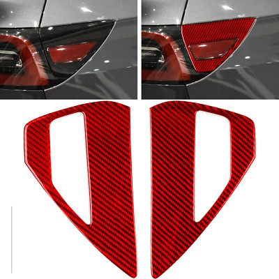 For Tesla Model Y Model 3 2x Carbon Fiber Rear Charging Port Panel Cover Trim
