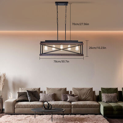 5 Light Industrial Pendant Light Fixture Rustic Farmhouse Island Light