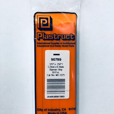 Plastruct 90789 Styrene Rectangle Strip 1/8''x 1/4''x 10'' (10)