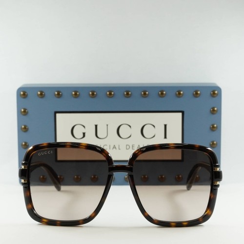 Pre-owned Gucci Gg1066s 002 Havana/brown 59-16-140 Sunglasses