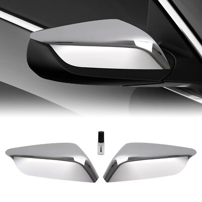Left & Right Mirror Covers Chrome For Chevrolet Malibu 2016-2024 w/ Tape & Glue