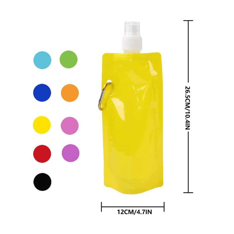 9X Collapsible Sports Water Bottle Portable Camping Drinking Bag Carabiner Clip