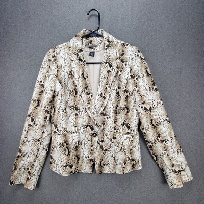 White House Black Market 6 Brown Reptile Print One Button Blazer 1478