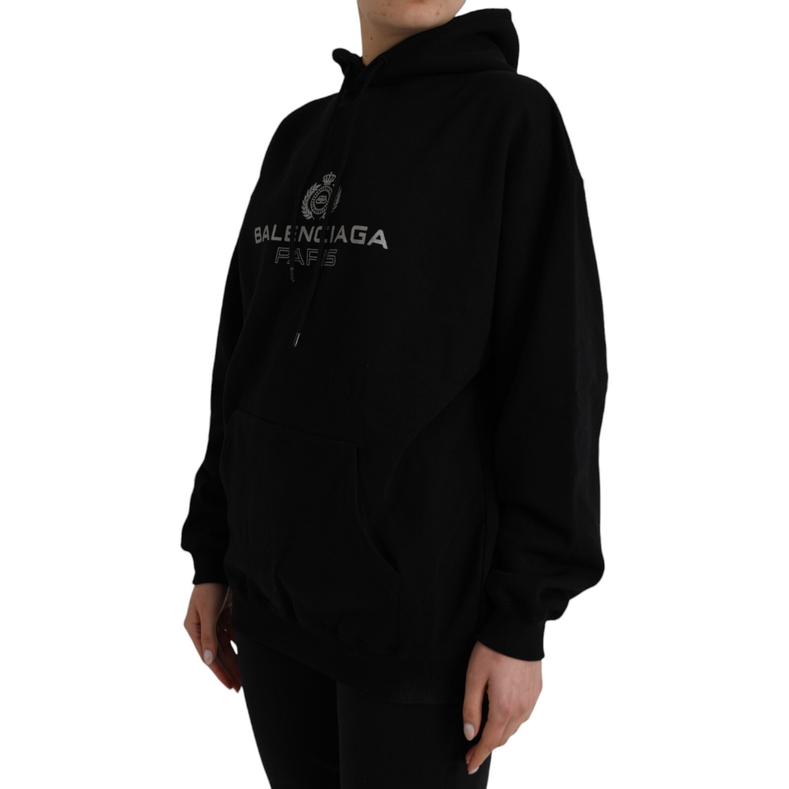 Pre-owned Balenciaga Sweater Black Cotton Logo Hooded Pullover Sweatshirt S. Xs 1950usd