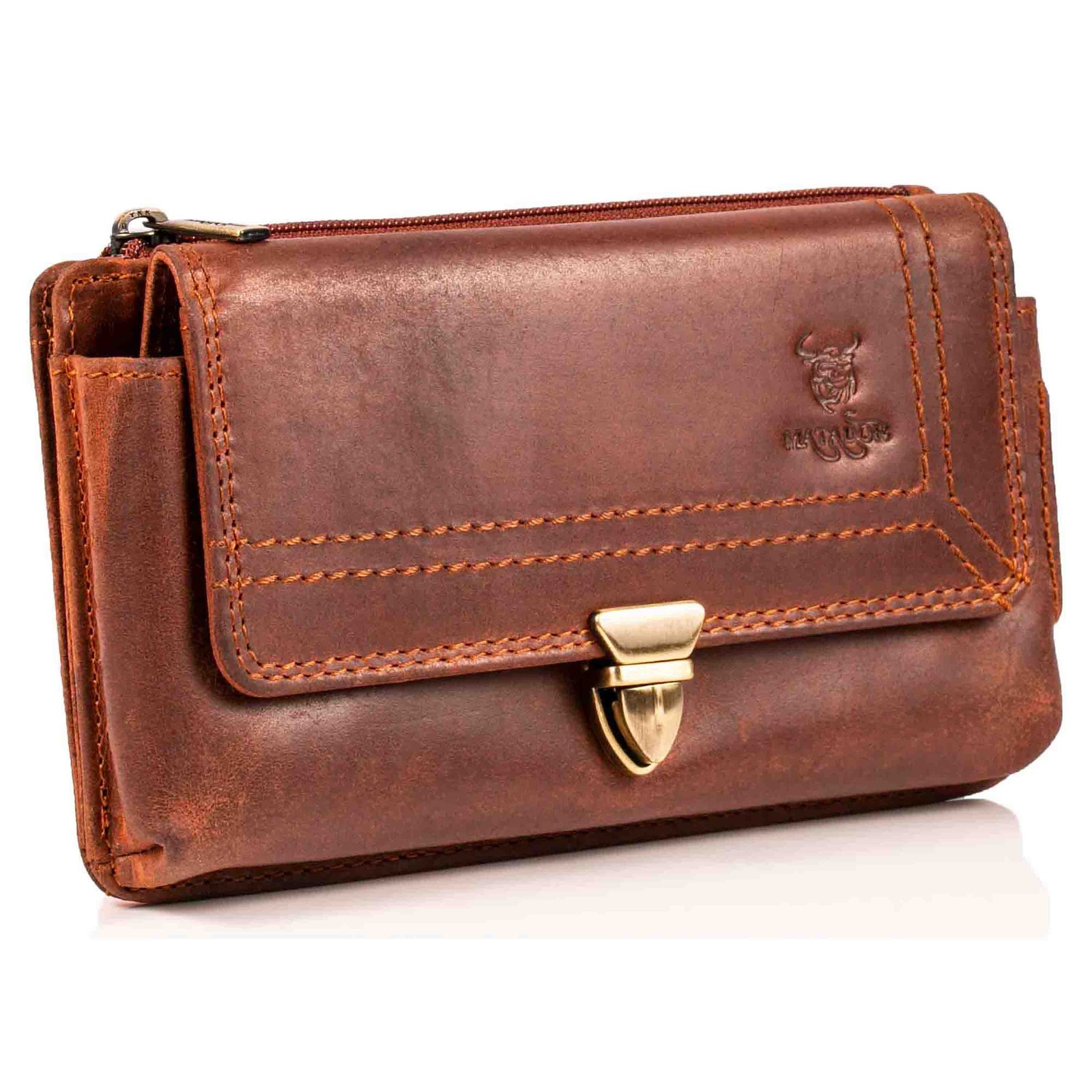 MATADOR Leder Universal Handytasche Gürteltasche 6.9 Zoll Geschenk-Box Braun