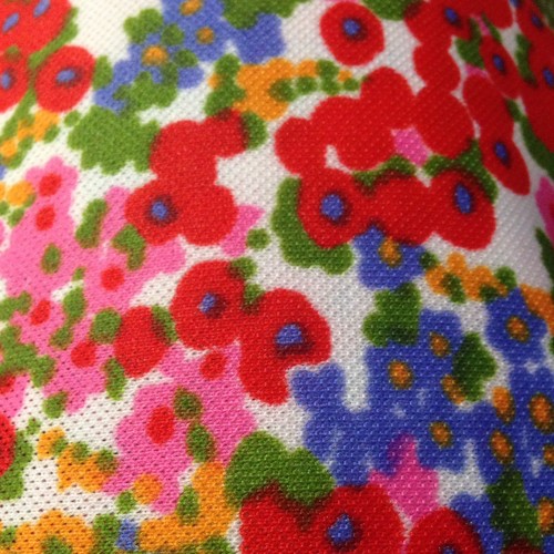 Vintage Floral Polyester Fabric Red Blue Pink Flower Pattern 36