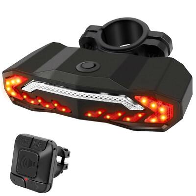 LED Bike Tail Light Turn Signals USB Rechargeable Anti-Theft Alarm Electric Horn