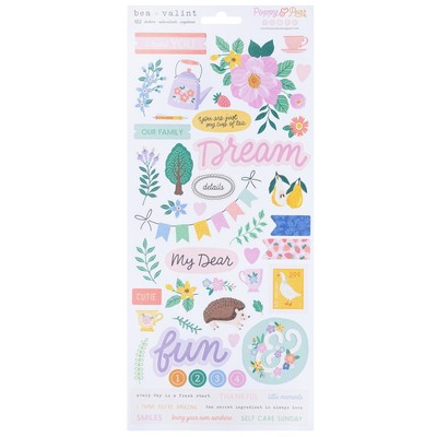 American Crafts Cardstock Stickers 6''X12'' 102/Pkg-Poppy And Pear