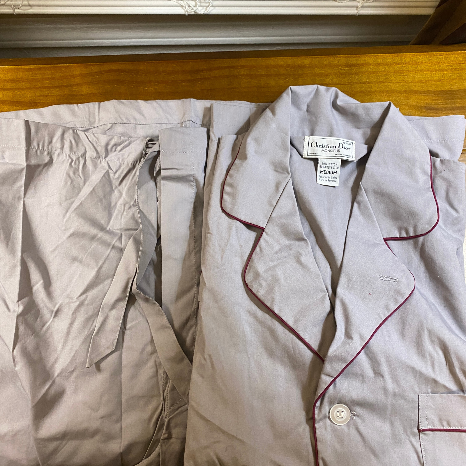 NWOT Christian Dior Monsieur Gray w/Burgundy Trim Long