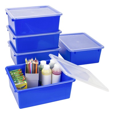 Letter Size Deep Storage Tray   Organizer Bin with Non-Snap Lid for Classroom...