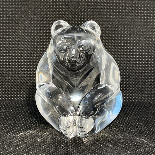 Vintage Steuben Crystal Sitting Bear Hand Cooler Paperweight