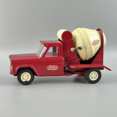 Vintage 1960's Mini-Tonka Jeep Cement Mixer Truck #77 Red White ROUGH SOLD AS IS