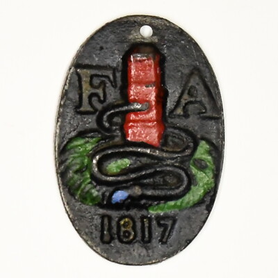 Miniature Cast Iron 3in Firemans Insurance Plaque FA Hose 1817 Fire Iron Marker
