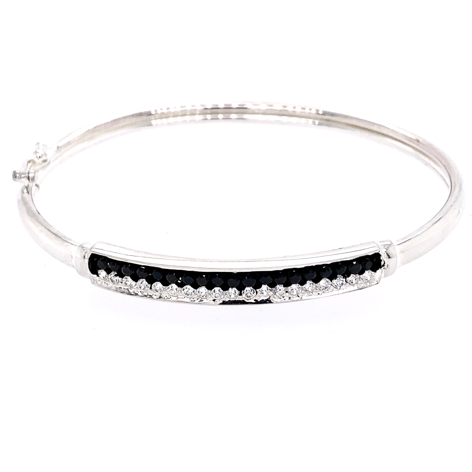 Cubic Zirconia set Sterling Silver 925 Cuff Bracelet Bangle