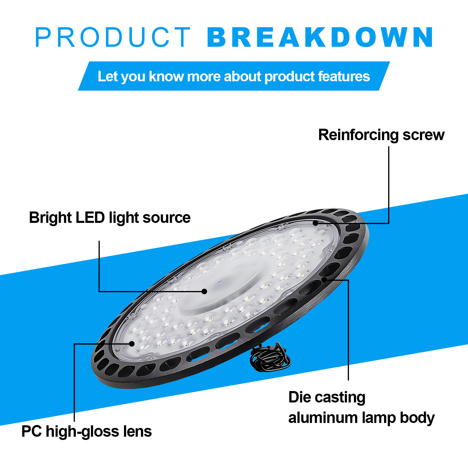 10 Pack 500W UFO Led High Bay Light Factory Warehouse Commercial Led Shop Lights