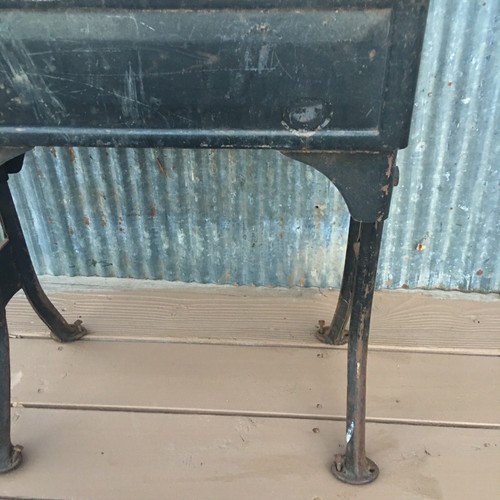 Vintage Antique Child's School Desk Wood Top Adjustable Legs #1