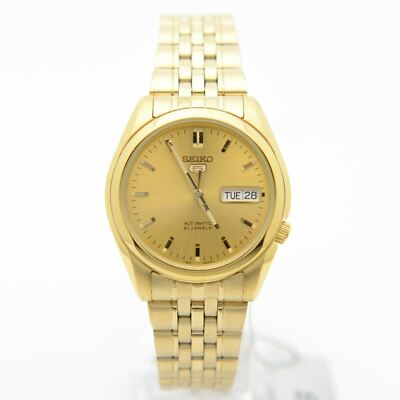 Pre-owned Seiko 5 Snk366k1 Automatic Gold Stainless Steel Analog Men's Casual Dress Watch