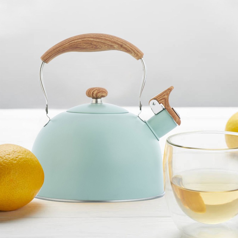 1PCS 2.5L Whistle Boiling Kettle with Wood Grain Anti Scald Handle