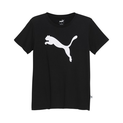 Футболка с круглым вырезом и коротким рукавом с логотипом Puma Essential Cat, женские черные повседневные топы