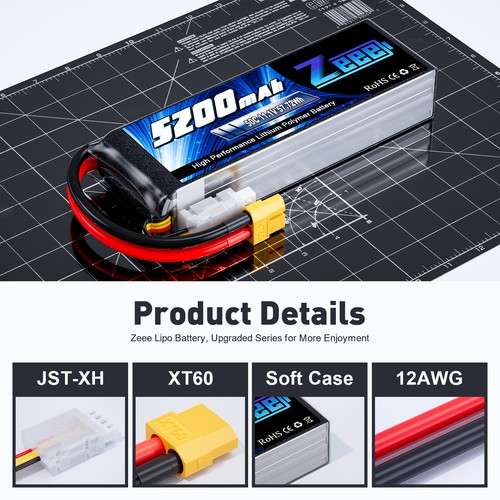 Zeee 3S LiPo Battery 5200mAh 50C 11.1V XT60 for RC Helicopter Airplane Car Quad