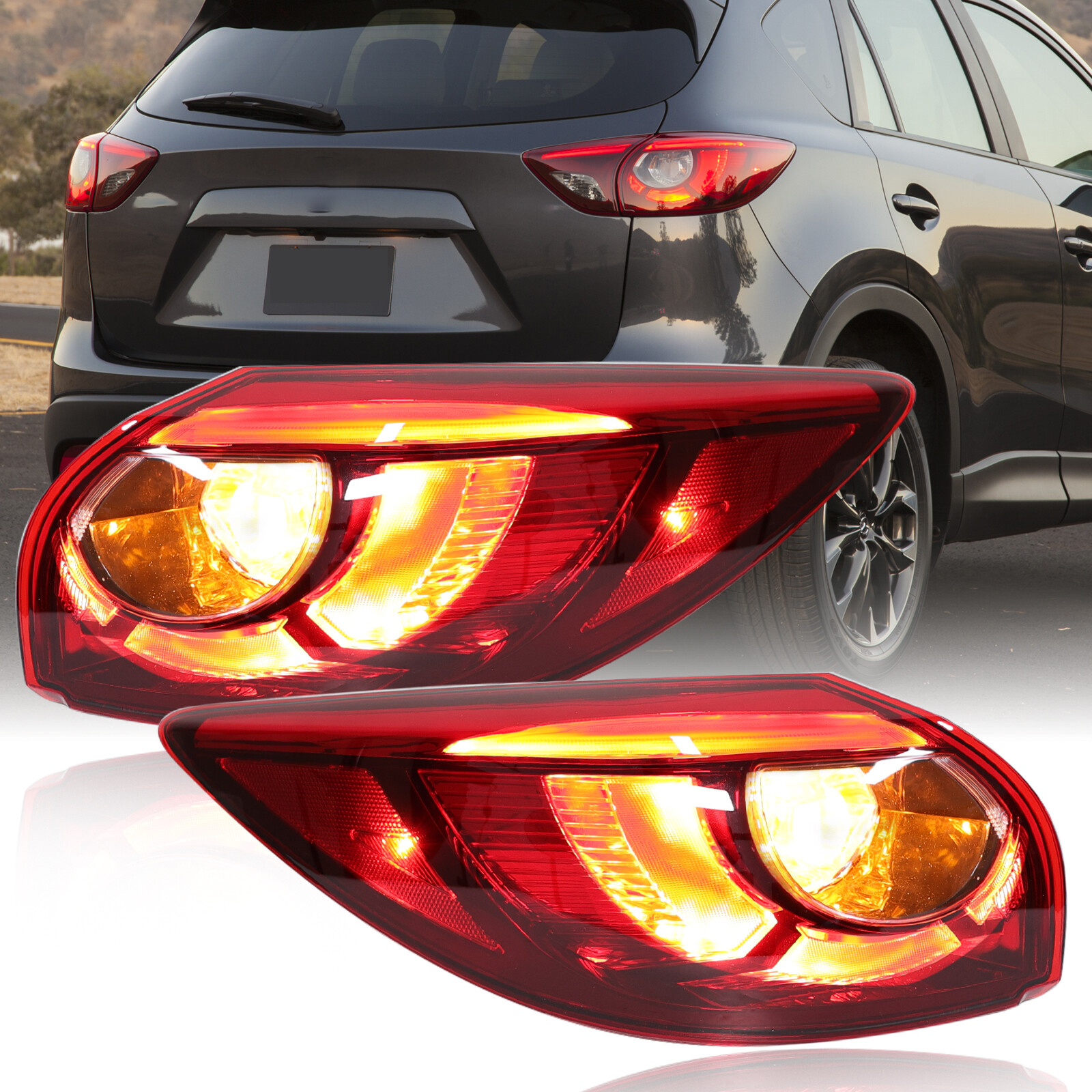 Tail Lights For Mazda CX-5 Outer Mounted 2013-2016 W/Bulb Rear