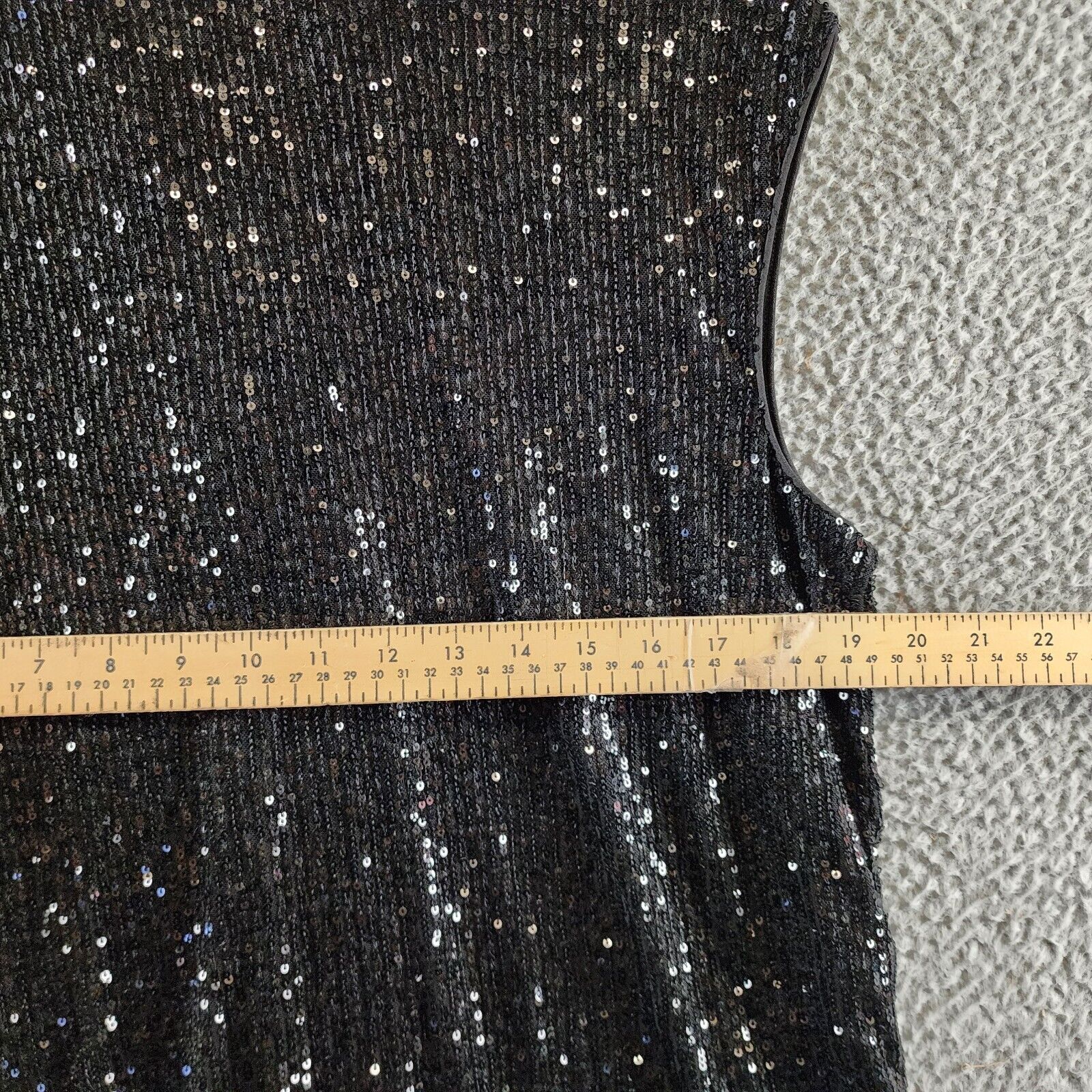 Calvin Klein Sequin Cap Sleeve Top Women's Large Black Back Zip Closure - Picture 5 of 15