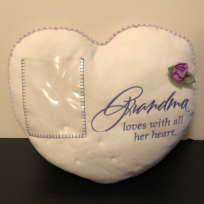 Grandma Loves Heart-Shaped Lavender Pillow w/ Picture Holder