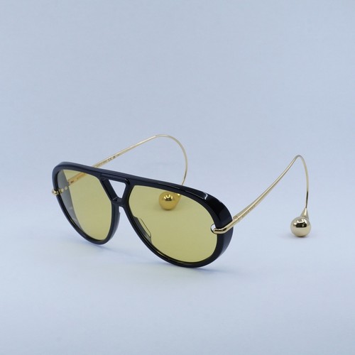 Pre-owned Bottega Veneta Bv1273s 003 Black And Gold/yellow 63-12-180 Sunglasses