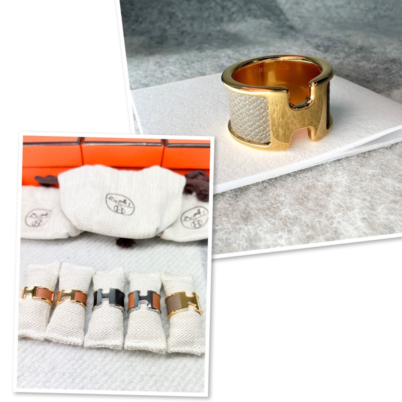 （HERMES）Olympe ring GM Hermes Olympe ring Etoupe GM Madame / Gold hardware M | eBay