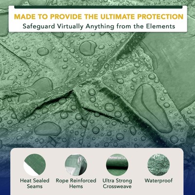 Heavy Duty Poly Tarp 20x40 Waterproof Tarpaulin 12 Mil Multipurpose Shade Cover