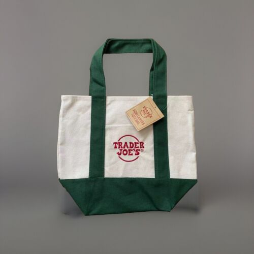 NEW Trader Joe?s MINI Canvas Tote Bag GREEN Reusable Limited NEW Trader Joe?s MINI Canvas Tote Bag GREEN Reusable Limited