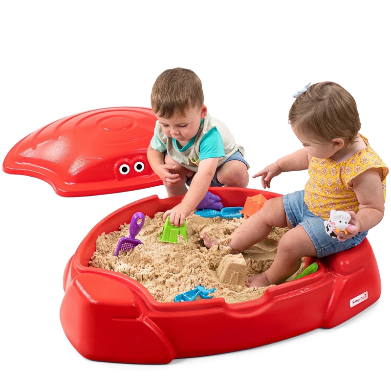 箱 Simplay3 Coastal Crab Red Sandbox with Cover for Kids - Outdoor