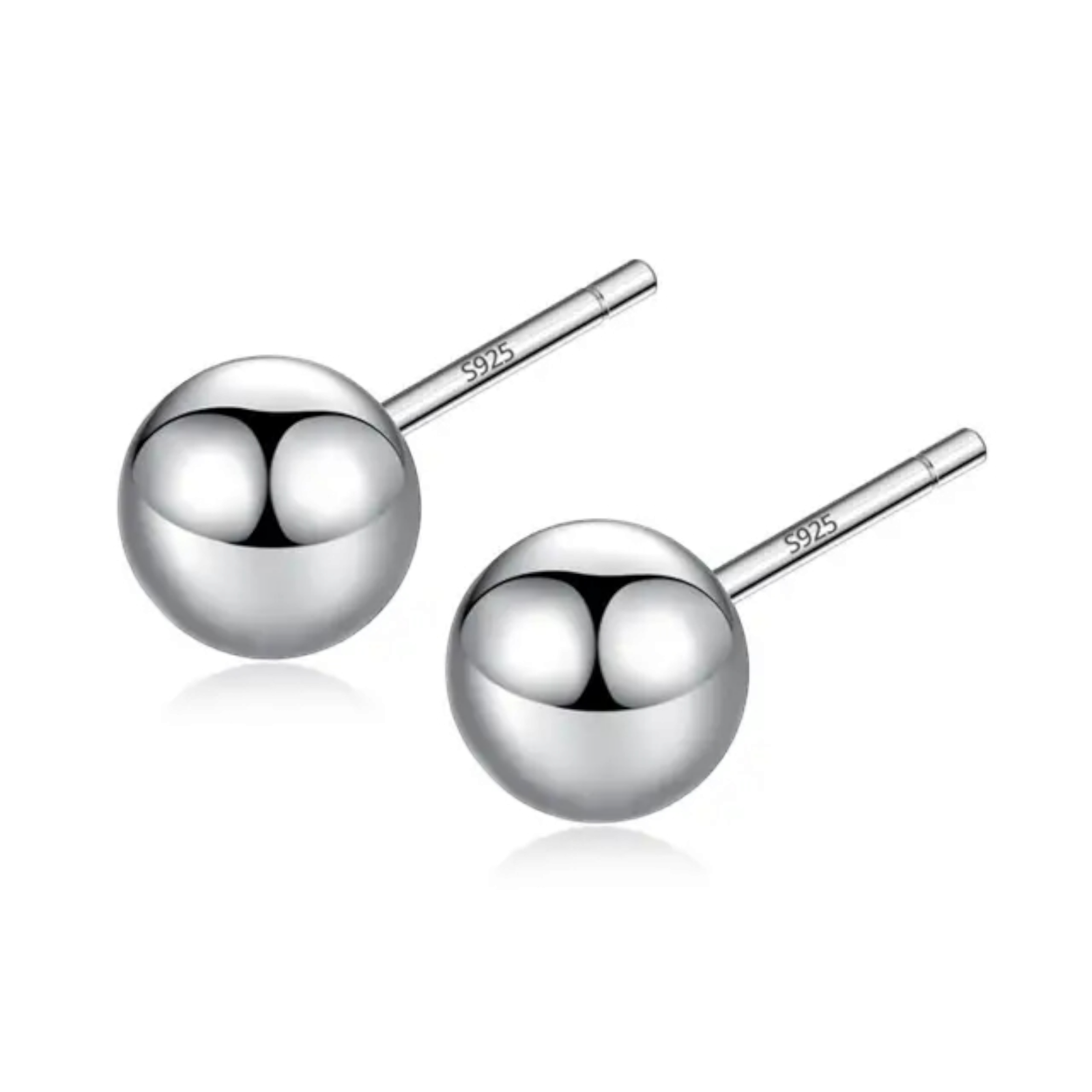 925 Sterling Silver Ball Stud Earrings  For Women, Men 3mm, 4.3mm, 5mm Unisex