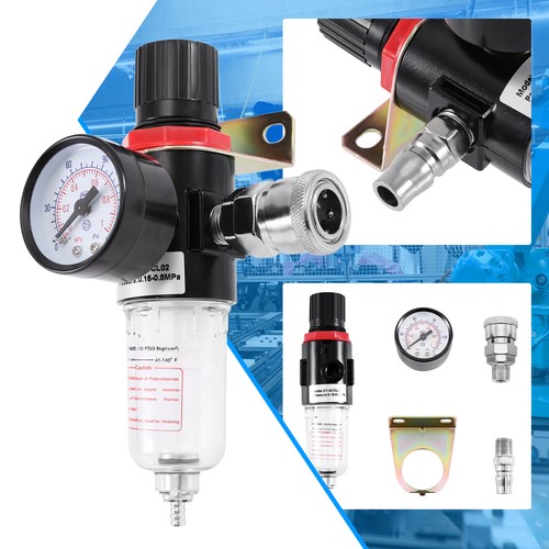 Regulator Gauge Air Compressor Filter Water Separator Trap Tools Kit 130PSI