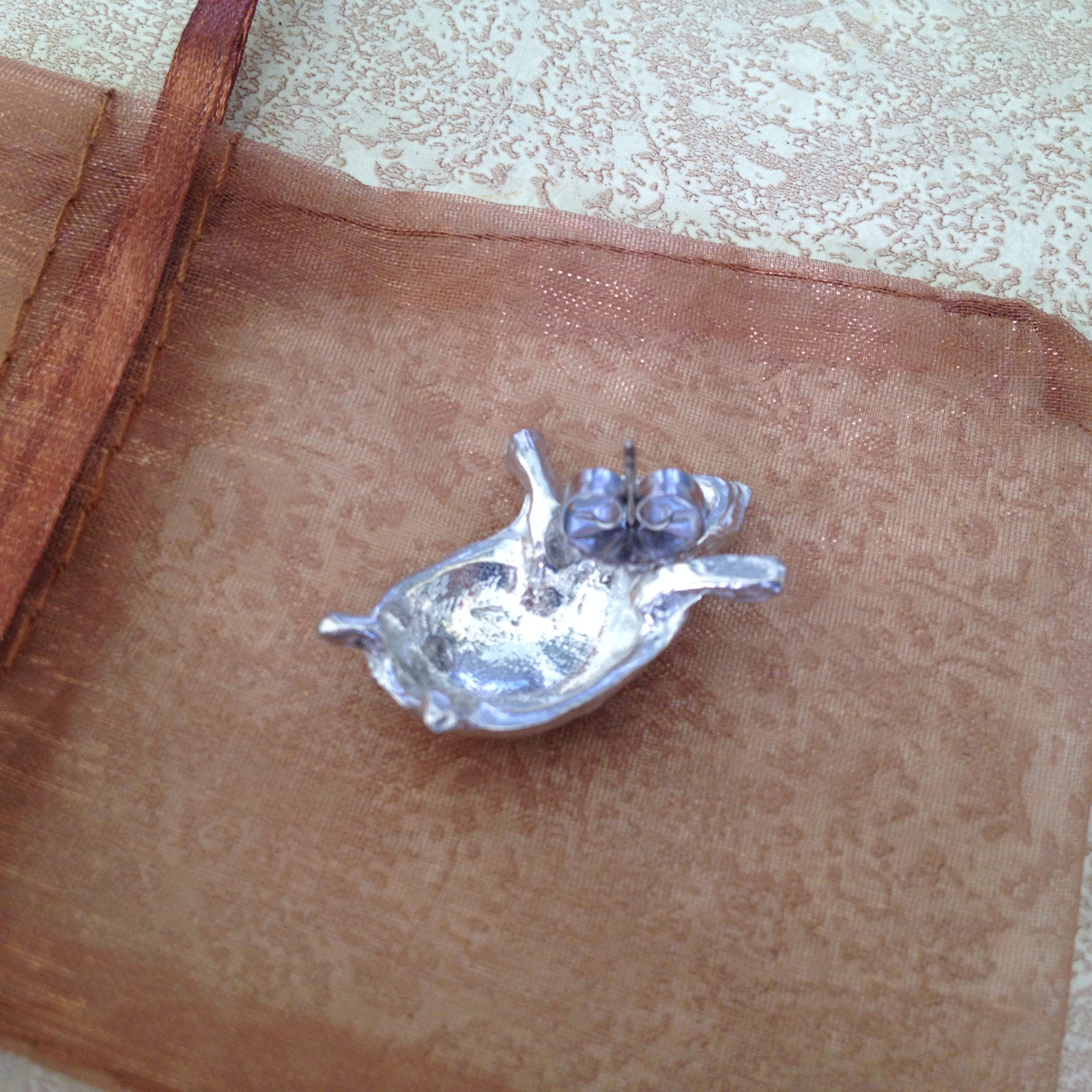 1 Pair Pewter Turtle Stud Earrings by Maurice Milleur Pewter Graphics Signed