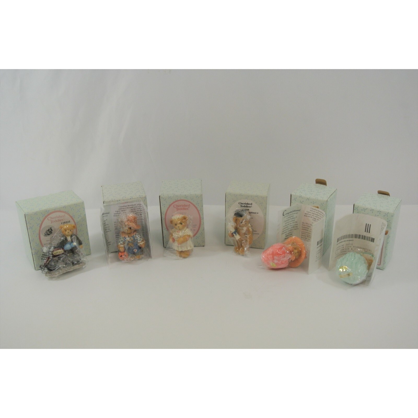 Avon Cherished Teddies Lot of 6 Figurines Rocky Trick or Treat Communion 1999