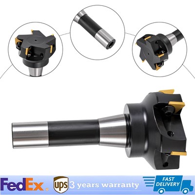 90 Degree Indexable End Mill 3'' Cutting Depth R8 Shank End Mill 5 Flutes+Key US