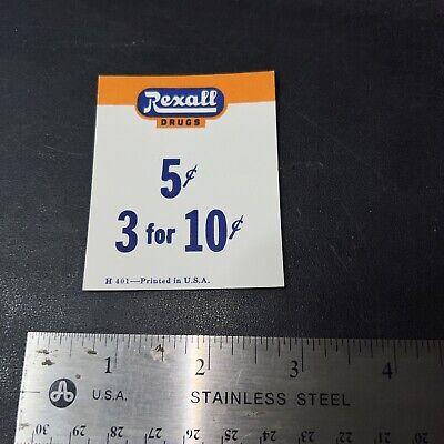 Vintage Rexall Drugstore Sales Sign 5c 3 For 10c