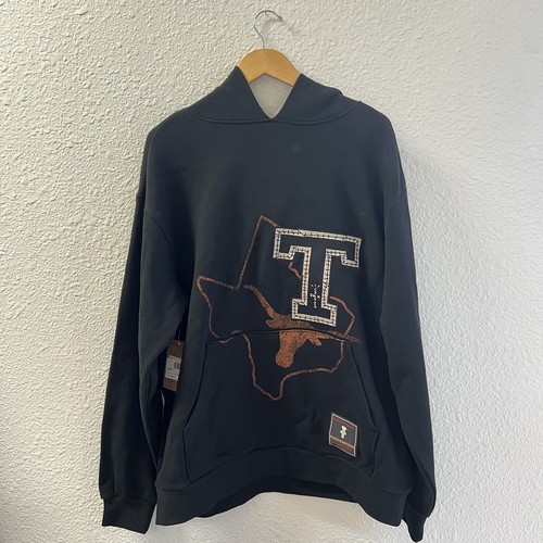Pre-owned Travis Scott X Mitchell & Ness Texas Longhorns Overlap Pullover Hoodie Small In Black