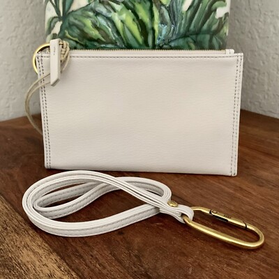 Hobo International TOUR Go Lanyard Pouch Leather Powder White NWT