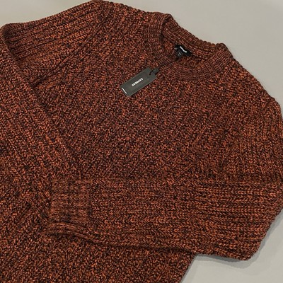 Express Cotton-Blend Chunky Ribbed Sweater Men s Medium  Spice Orange