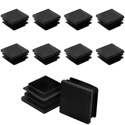 12 Pack 1-1/2 Inch Square Plastic Plug, Insert Tubing End Cap for Square Tubing