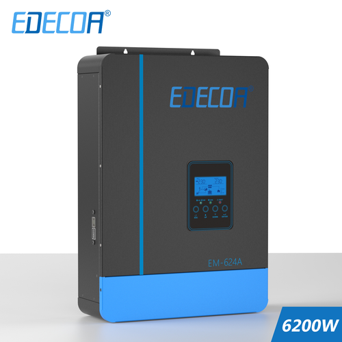 EDECOA Hybrid Inverter 6200W 48V 220V Off-Grid MPPT110A PV 55-450VDC